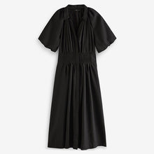 Load image into Gallery viewer, Black Puff Sleeve Midi Dress