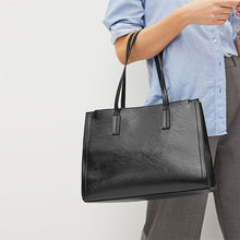Load image into Gallery viewer, Black Formal Open Tote Bag