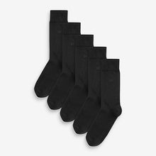 Load image into Gallery viewer, Black Embroidered Logo 5 Pack Socks