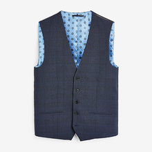 Load image into Gallery viewer, Mid Blue Check Suit Waistcoat