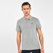 Load image into Gallery viewer, Grey Marl Regular Fit Short Sleeve Pique Polo Shirt
