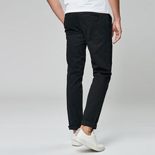 Load image into Gallery viewer, Black Slim Fit Stretch Chino Trousers