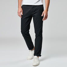Load image into Gallery viewer, Black Slim Fit Stretch Chino Trousers
