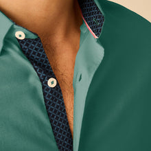Load image into Gallery viewer, Blue Stretch Oxford Long Sleeve Shirt