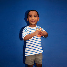 Load image into Gallery viewer, Blue/White 100% Cotton Short Sleeve Pocket T-Shirt