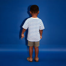 Load image into Gallery viewer, Blue/White 100% Cotton Short Sleeve Pocket T-Shirt
