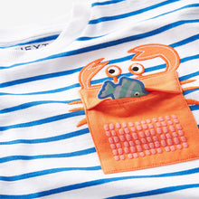 Load image into Gallery viewer, Blue/White 100% Cotton Short Sleeve Pocket T-Shirt