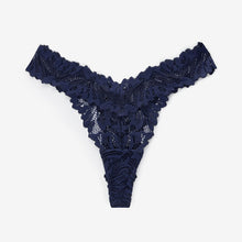 Load image into Gallery viewer, Navy Blue Thong Comfort Lace Knickers