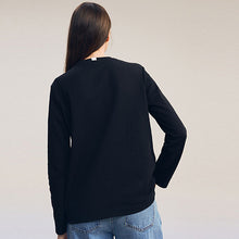 Load image into Gallery viewer, Black Heavyweight Long Sleeve 100% Cotton T-Shirt