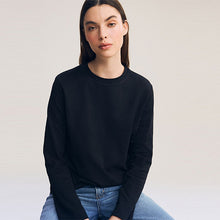 Load image into Gallery viewer, Black Heavyweight Long Sleeve 100% Cotton T-Shirt