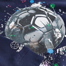 Load image into Gallery viewer, Navy Football Drippy Smile Graphic Hoodie (3-16yrs)