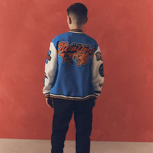 Load image into Gallery viewer, Cobalt Blue Varsity Bomber Jacket (3-12yrs)