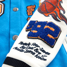 Load image into Gallery viewer, Cobalt Blue Varsity Bomber Jacket (3-12yrs)