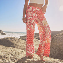 Load image into Gallery viewer, Pink Wide Leg Trousers With Linen