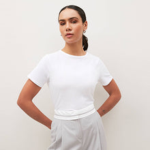 Load image into Gallery viewer, White The Everyday Crew Neck Cotton Rich Short Sleeve T-Shirt