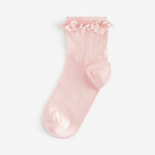 Load image into Gallery viewer, Pink Cotton Rich Ruffle Ankle Socks 2 Pack