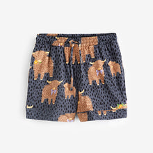 Load image into Gallery viewer, Navy Hamish the Highland Cow 100% Cotton Short Sleeve Pyjamas