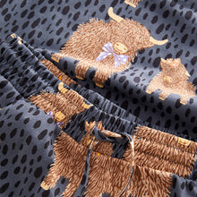 Load image into Gallery viewer, Navy Hamish the Highland Cow 100% Cotton Short Sleeve Pyjamas