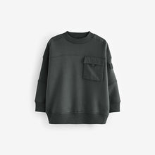 Load image into Gallery viewer, Charcoal Grey Sweatshirt Utility Crew Neck Sweat Top (3-12yrs)