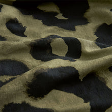 Load image into Gallery viewer, Khaki Green Animal Print Puff Sleeve Midi Dress
