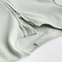 Load image into Gallery viewer, Blue / Grey 100% Cotton Baby Zip Sleepsuits 3 Pack