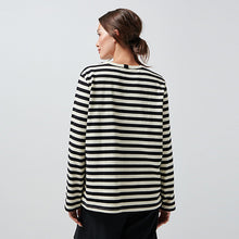 Load image into Gallery viewer, Black/Ecru Stripe Heavyweight Long Sleeve T-Shirt