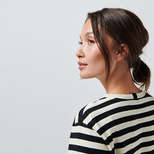 Load image into Gallery viewer, Black/Ecru Stripe Heavyweight Long Sleeve T-Shirt