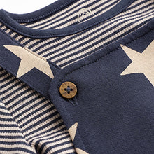 Load image into Gallery viewer, Navy Blue Star Jersey Baby Dungarees And Bodysuit (0mths-18mths)