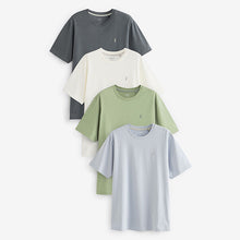 Load image into Gallery viewer, Blue/Sage/White/Charcoal Regular Fit 100% Cotton T-Shirts 4 Pack
