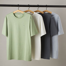 Load image into Gallery viewer, Blue/Sage/White/Charcoal Regular Fit 100% Cotton T-Shirts 4 Pack