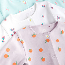 Load image into Gallery viewer, White/Blue Baby 100% Cotton Sleepsuits 3 Pack