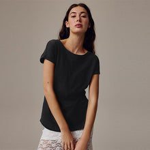 Load image into Gallery viewer, Black Cap Sleeve T-Shirt Top