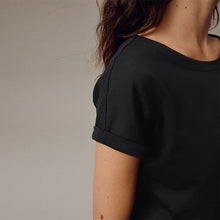 Load image into Gallery viewer, Black Cap Sleeve T-Shirt Top