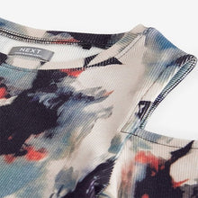 Load image into Gallery viewer, Black Floral Long Sleeve Cold Shoulder Rib T-Shirt (3-12yrs)