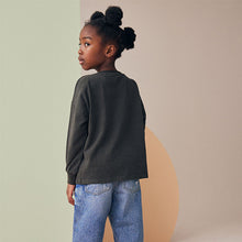 Load image into Gallery viewer, Charcoal Grey Sequin Rainbow Rolling Stones 100% Cotton Long Sleeve T-Shirt (3-12yrs)