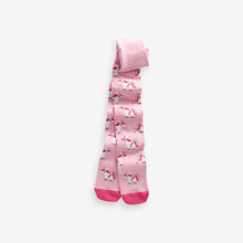 Load image into Gallery viewer, Pink and Navy 3 Pack Cotton Rich Unicorn Tights