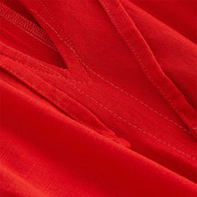 Load image into Gallery viewer, Red Linen Blend Tie Neck Mini Summer Dress