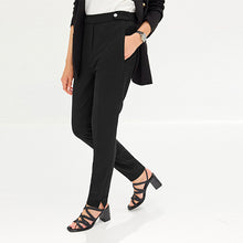 Load image into Gallery viewer, Black Tailored Elastic Back Skinny Trousers