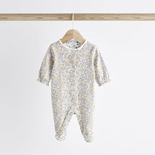 Load image into Gallery viewer, White/Blue Baby 100% Cotton Sleepsuits 3 Pack (0-3yrs)