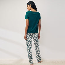 Load image into Gallery viewer, Teal Elephant Short Sleeve 100% Cotton Pyjamas