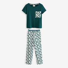Load image into Gallery viewer, Teal Elephant Short Sleeve 100% Cotton Pyjamas