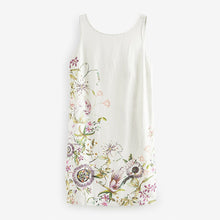 Load image into Gallery viewer, Ecru Cream Floral Linen Blend Sleeveless Shift Dress