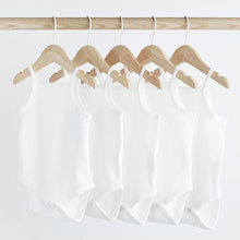 Load image into Gallery viewer, White White 5 Pack Strappy Vest Bodysuits (0mth-3yrs)