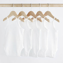 Load image into Gallery viewer, White White 5 Pack Strappy Vest Bodysuits (0mth-3yrs)