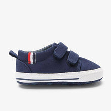Load image into Gallery viewer, Navy Two Strap Pram Shoes (0-12mths)