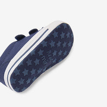 Load image into Gallery viewer, Navy Two Strap Pram Shoes (0-12mths)
