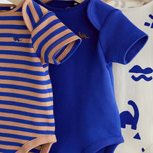 Load image into Gallery viewer, Cobalt Blue Dino Baby Bodysuits 3 Pack
