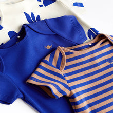 Load image into Gallery viewer, Cobalt Blue Dino Baby Bodysuits 3 Pack
