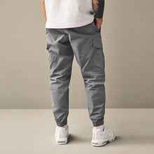 Load image into Gallery viewer, Light Blue Grey Regular Tapered Fit Stretch Utility Cargo Trousers