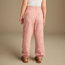Load image into Gallery viewer, Pink Linen Mix Cargo Trousers
